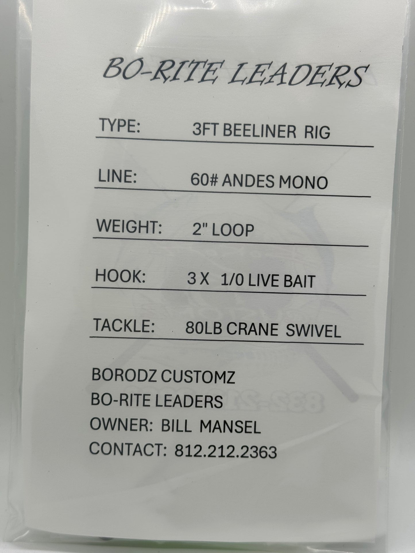 3 PACK OF 3FT BEELINER RIGS