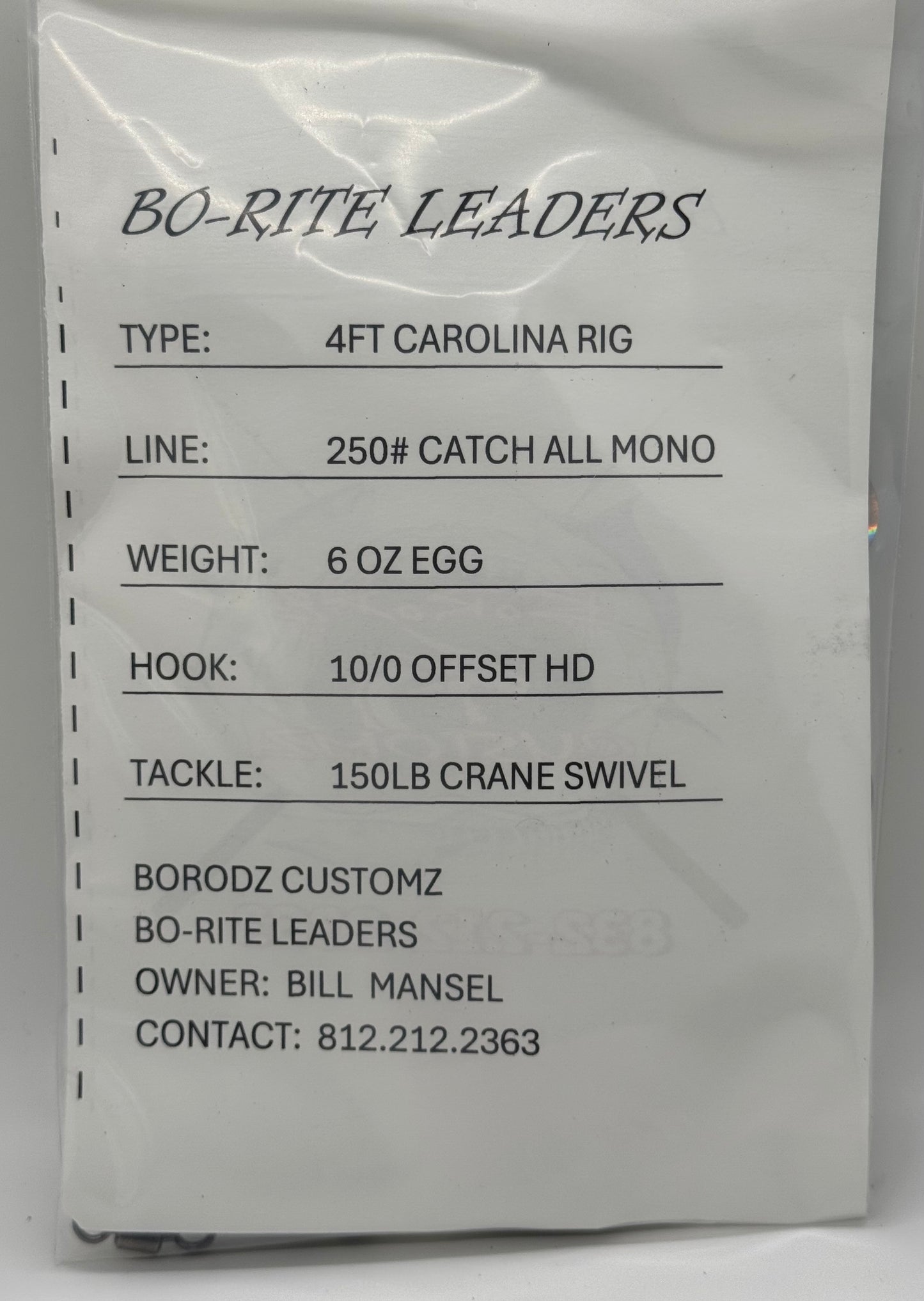 4FT CAROLINA RIG 6OZ EGG