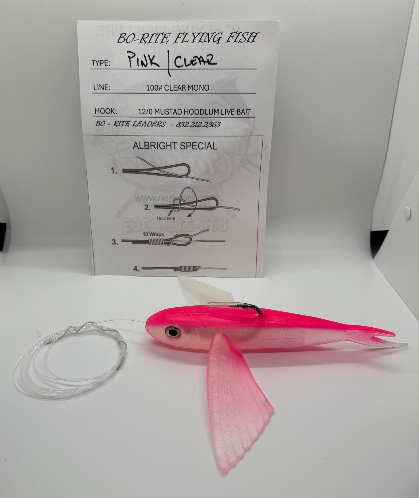 PINK/CLEAR 9" FLYING FISH LURE