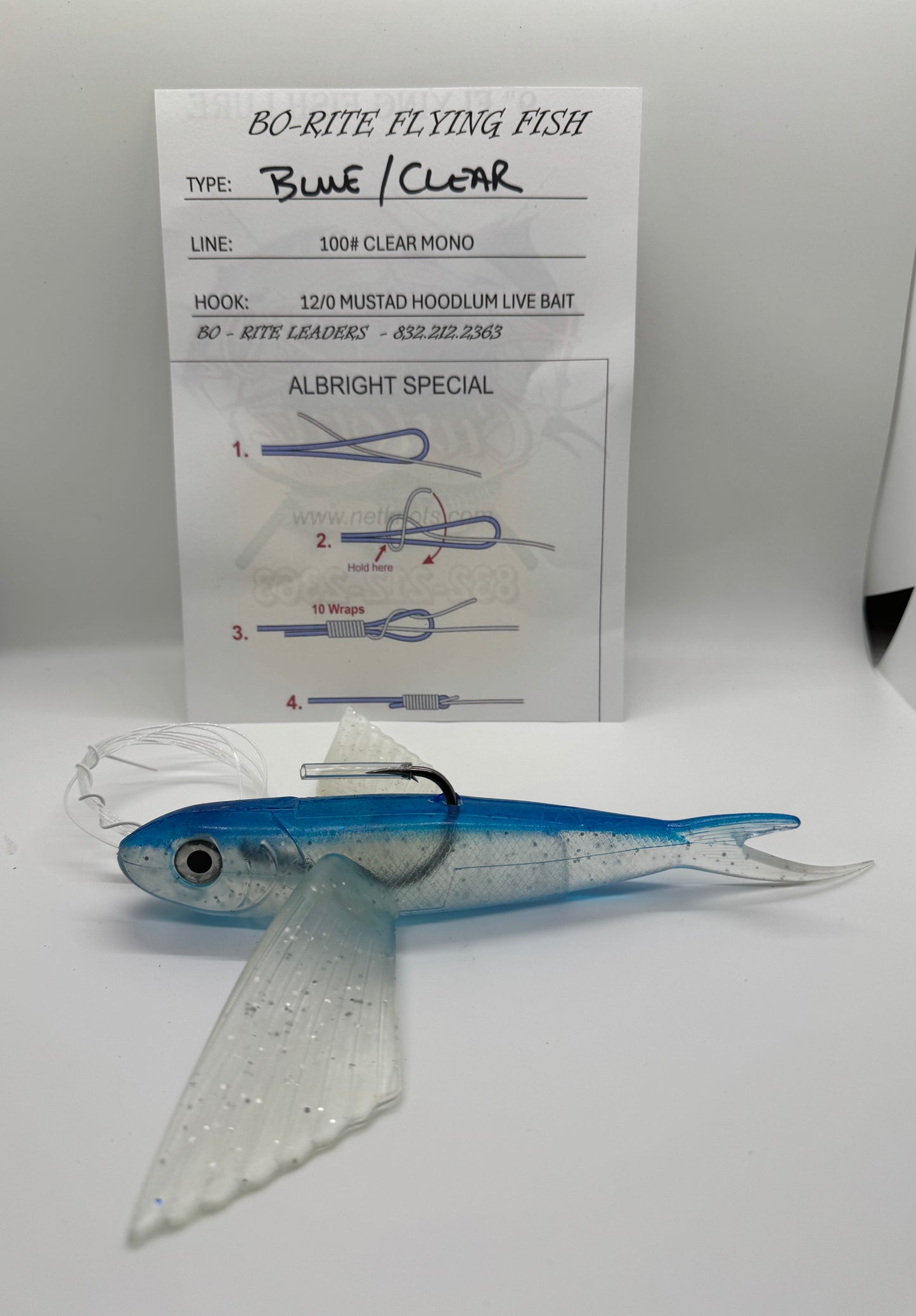 BLUE/CLEAR 9' FLYING FISH LURE