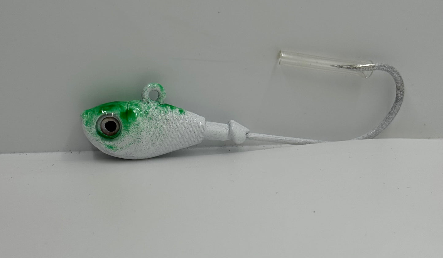 LEAD HEAD JIG/2OZ GLOW GREEN/WHITE