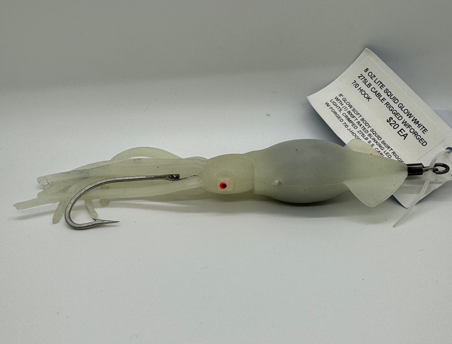 8 OZ WHITE LITE SQUID LURE