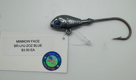 LEAD HEAD JIG/ MINNOW FACE/ BLUE 2OZ