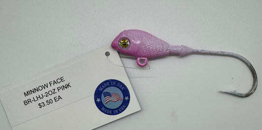 LEAD HEAD JIG/ MINNOW FACE/ PINK 2OZ