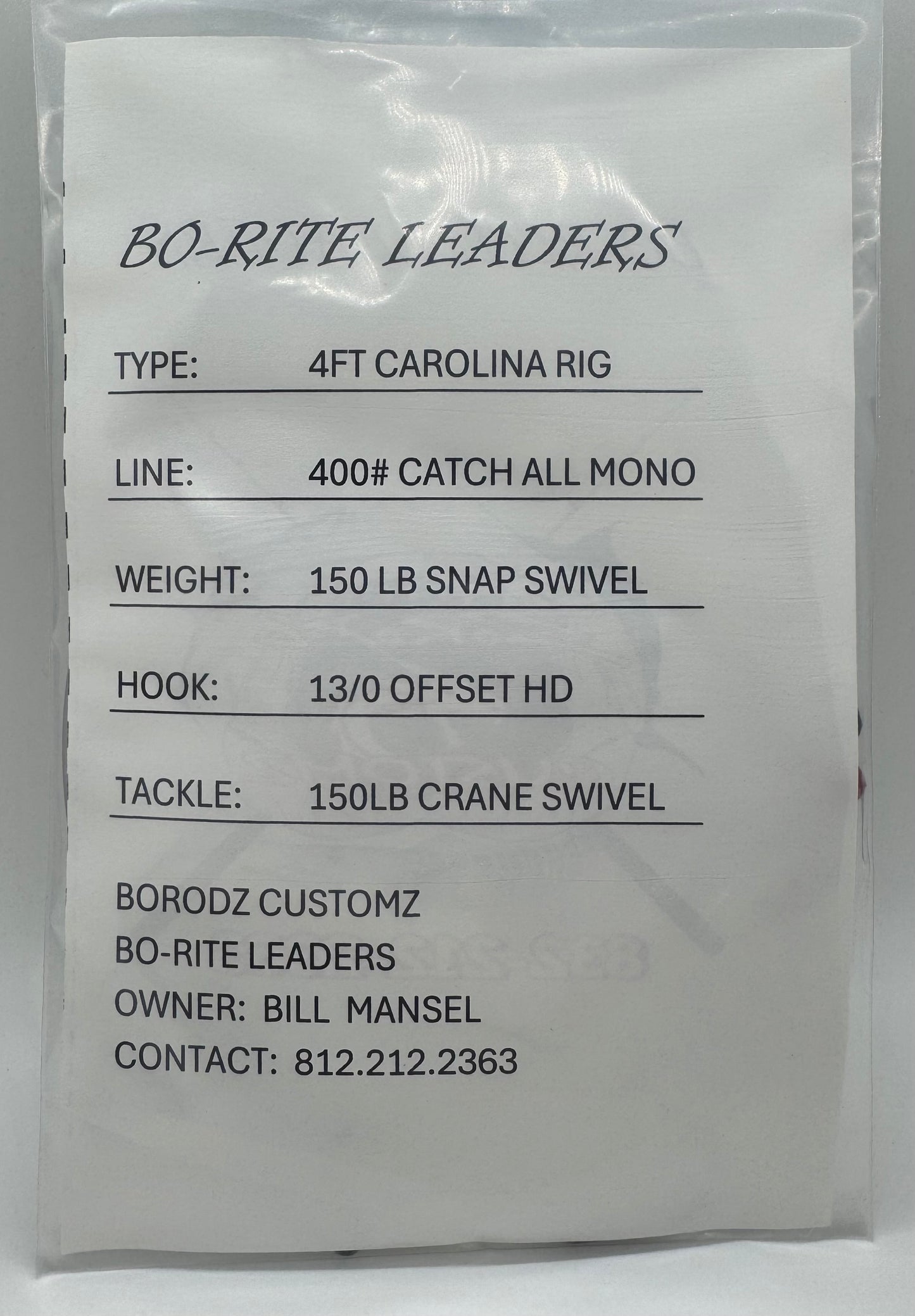 4FT CAROLINA RIG 13/0