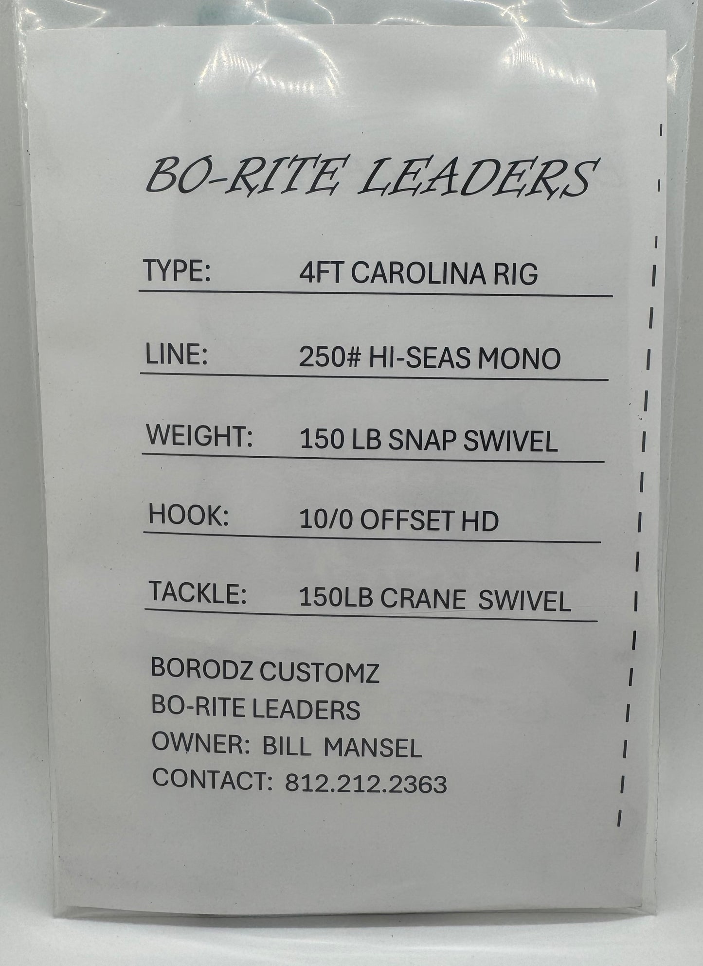 4FT CAROLINA RIG 10/0