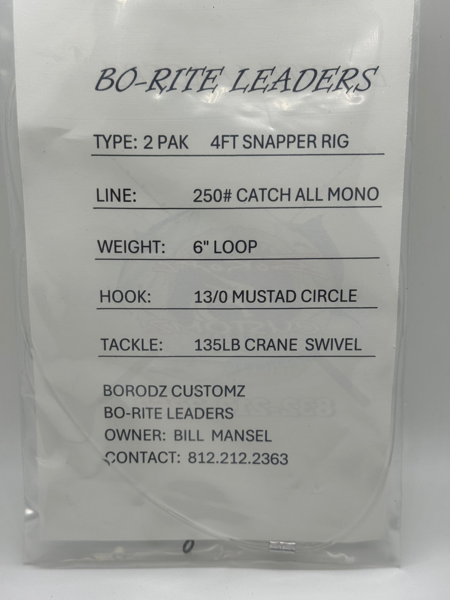 2 PACK OF 4FT SNAPPER RIG