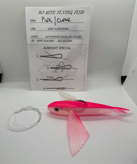 PINK/CLEAR 9" FLYING FISH LURE