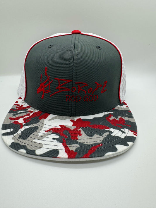 GREY W-RED LOGO HAT